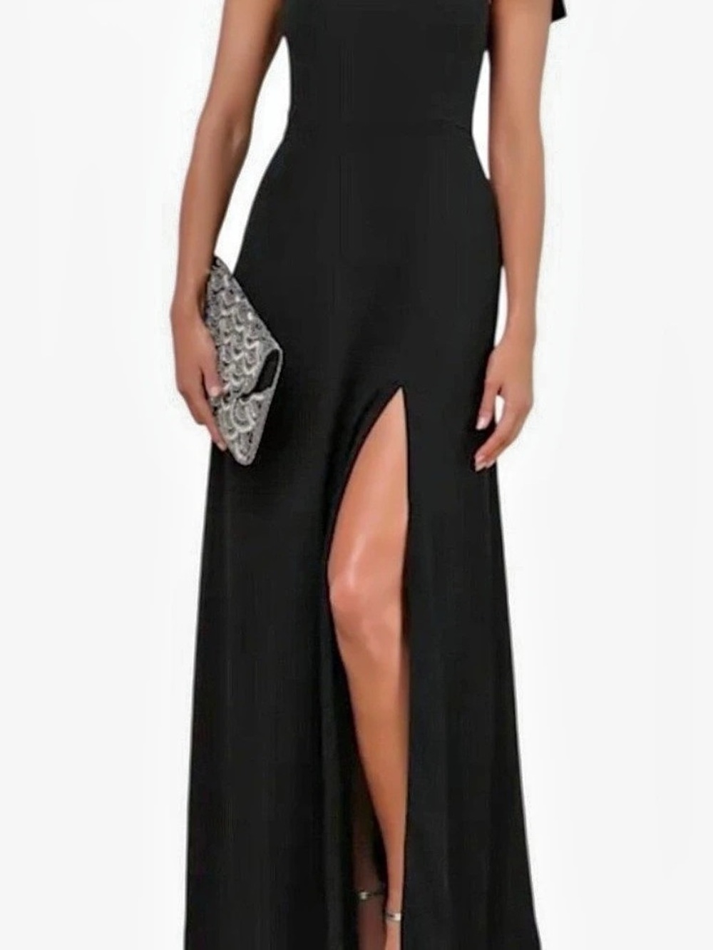 Lulus Grand Beauty Black Ruffled One-Shoulder Mermaid Maxi Dress Ruffled NWT
